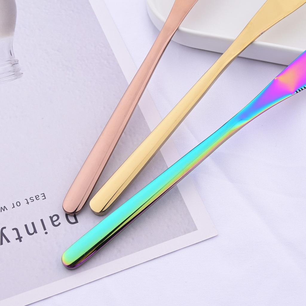 6 PCS Stainless Steel Rainbow Steak Knife Sharp Table Knives Set Restaurant Cutlery Dinner Knife Black Dinnerware Set