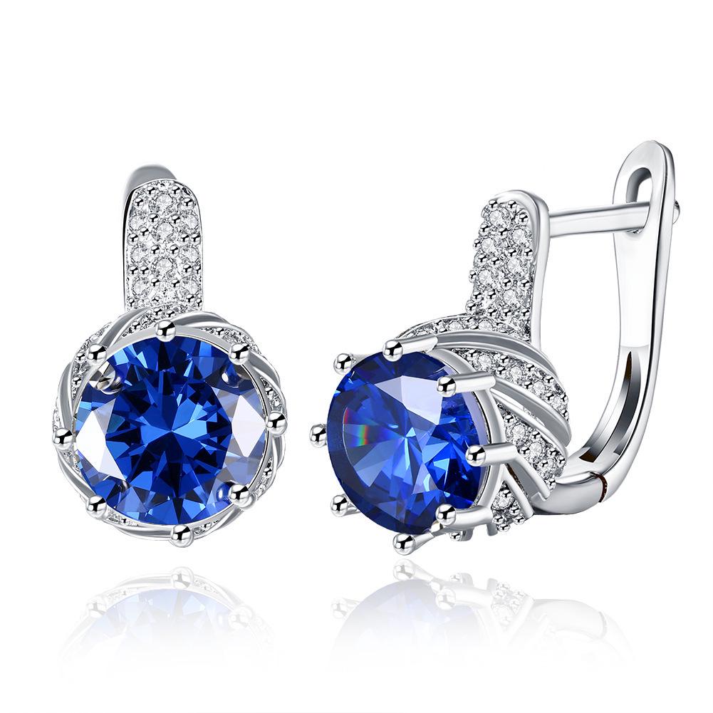 Zircon Earrings Women S Fashion Round Diamond-Encrusted Ear Buckles Hot-Selling Earrings