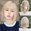 Lolita Short Bobo Hair Hair Extension Synthetic Wigs with Bangs Blond Anime Cosplay Wigs  Daily