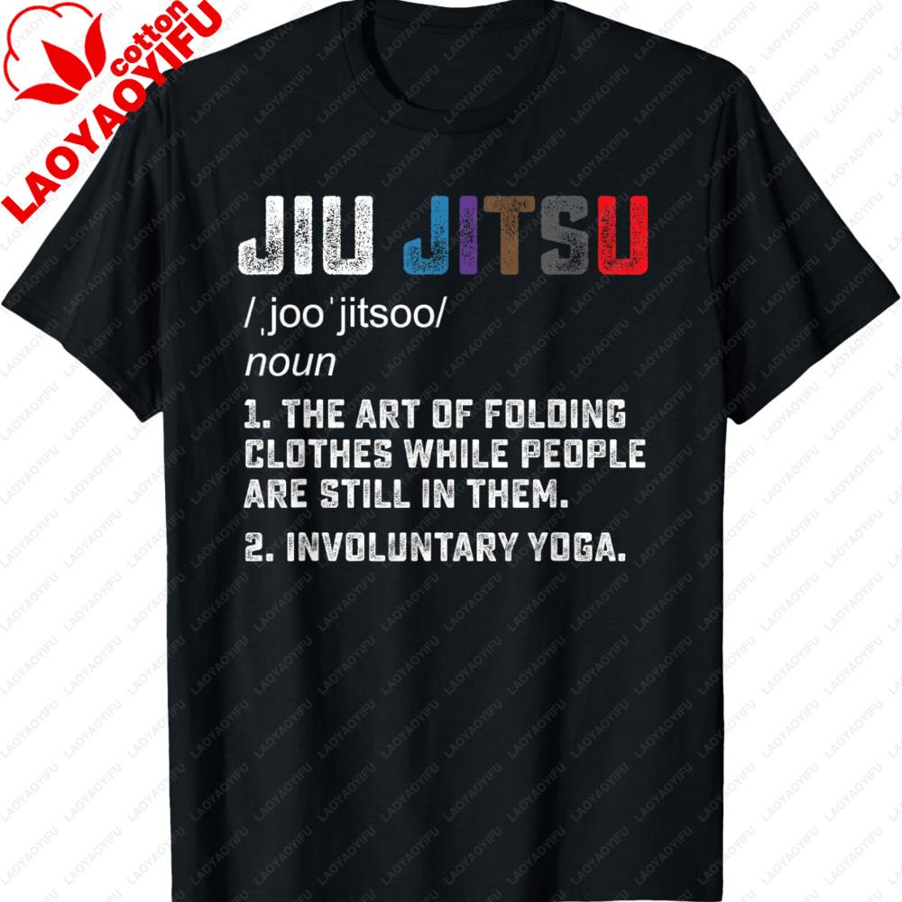 Unisexs Jiu Jitsu Definition Funny Cotton TShirt Humorous Martial Arts Print Casual Short Sleeve Crew Neck Black Tee for BJJ Fans