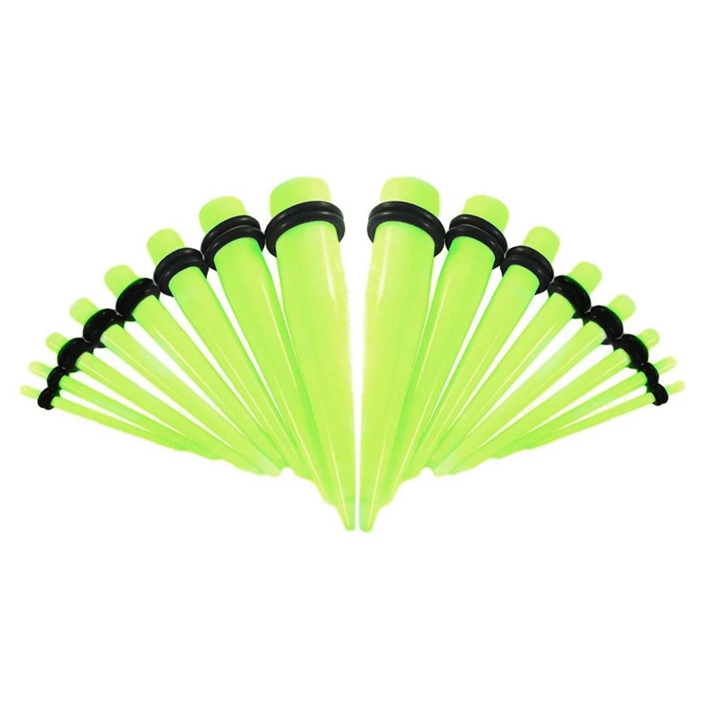 16pc Multicolour Acrylic Ear Taper Plug Gauge Expander 14g (1.6mm) - 00g (10mm) Flesh Tunnel Stretching Kit