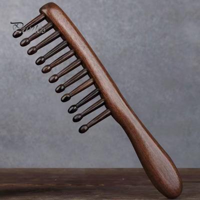 Sandalwood Scalp Massage Comb Wide Teeth Anti-static Hair Growth Men Women Head Massager Brush Wooden Manual Gua Sha Comb(Random Color)