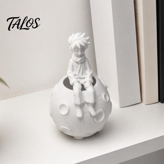 Pen Pencil Organizer 3D Printed Little Prince on Planet Holder, Multi-Functional Hollow Storage for Fine Detail Moon Pattern Decor Makeup Brushes,