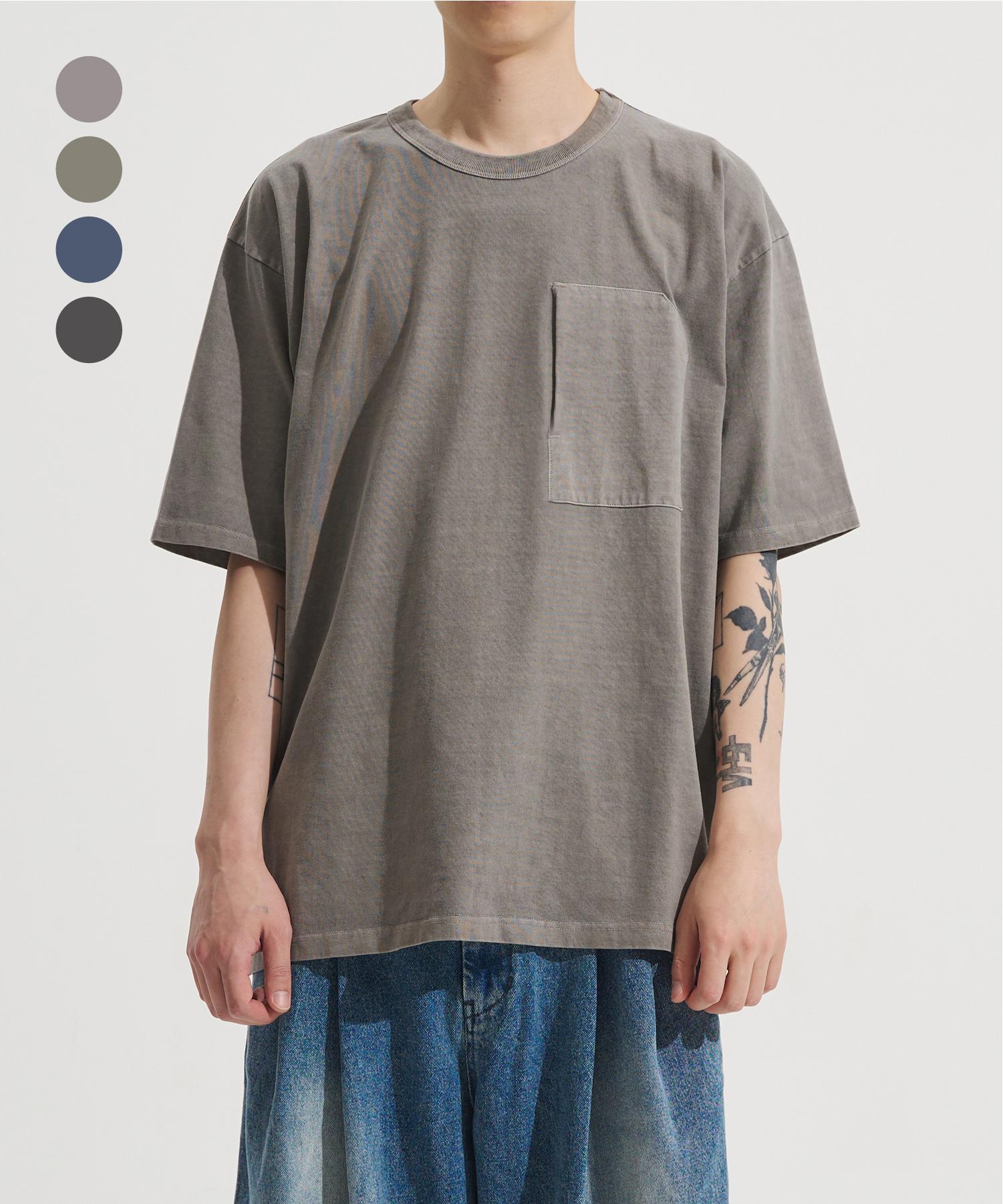 Zero Pigment Dyed Pocket T-Shirts [4 Colors] Cement/L