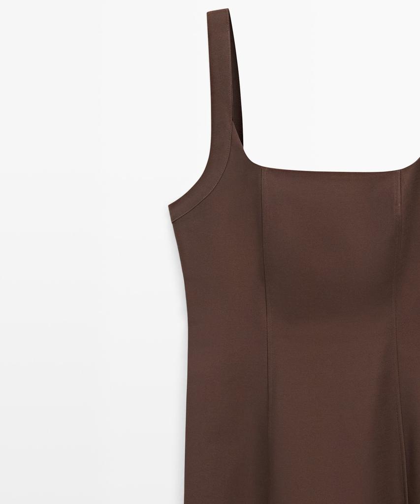 Masimodutti Cotton Blend Strap Midi Dress