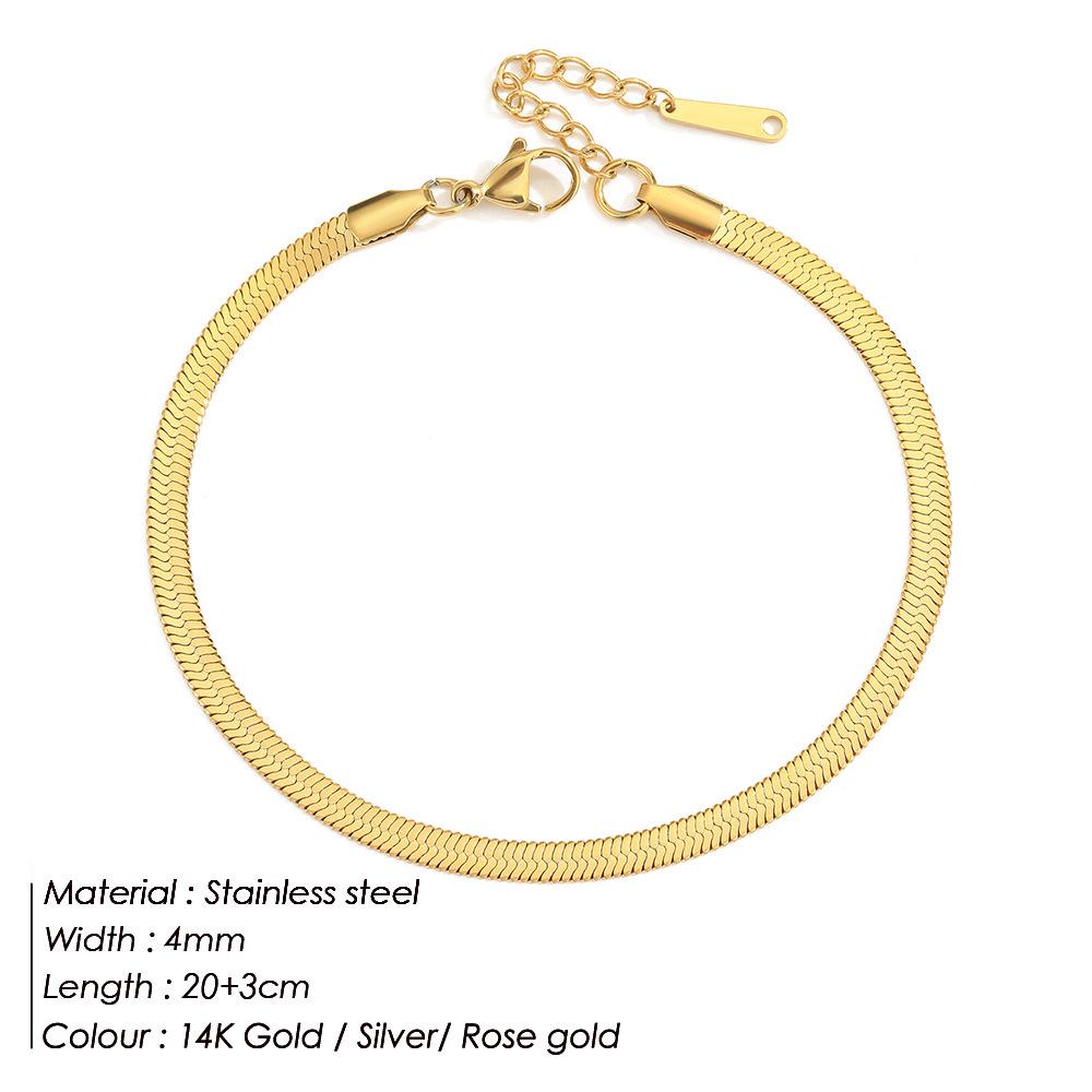14K Gold-Plated Stainless Steel Snake Chain Anklets for Men & Women