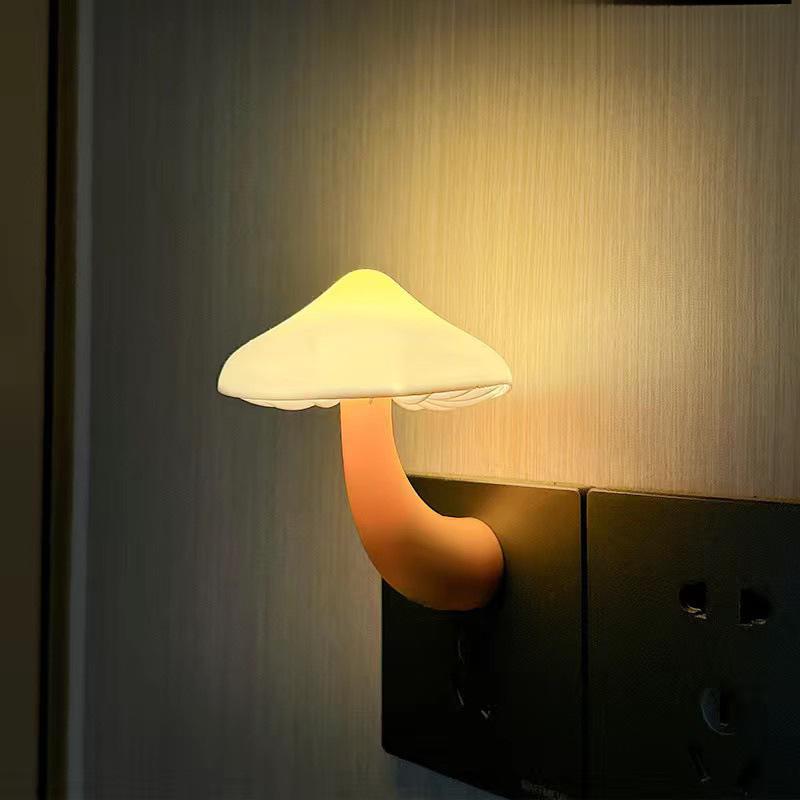 LED Mushroom Night Light: Inductive Sensor, Light-Controlled, Plug-In, Ins Style, Ideal for Bedroom Ambiance.