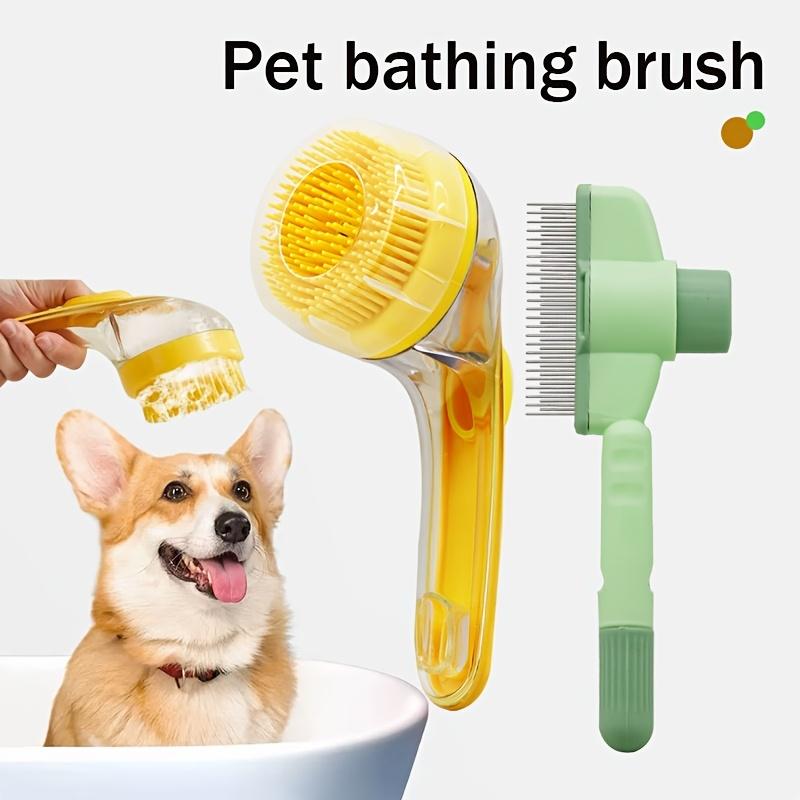 2pcs Soys Self-Cleaning Pet Massage & Bath Brush Suitable for Dogs & Cats with Built-In Shampoo Dispenser, Detangling Brush & Massager, Gentle