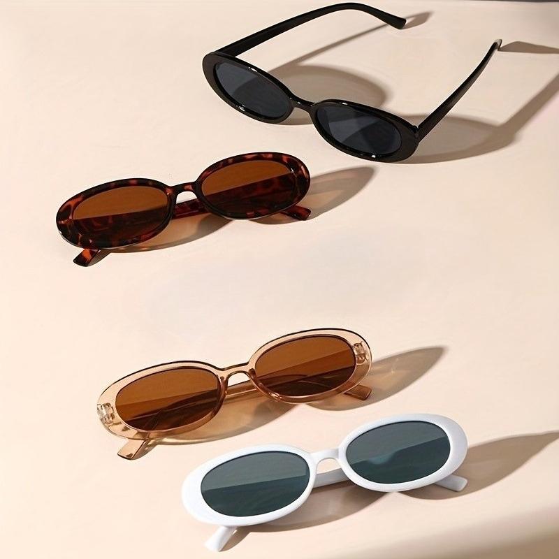 4 Pairs of Women's Oval Bohemian Style Glasses Y2K Trend Colorful Plastic Frame Daily Fashion Accessories