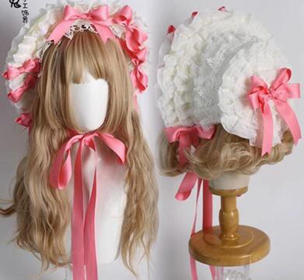 Lolita Lace Bonnet Hat Women Girl Victorian Party Straw Hat