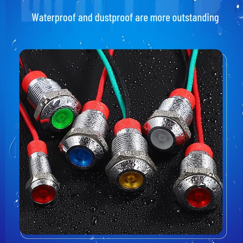 Waterproof LED Power Signal Light - 6/8/10/12mm, 6V/12V/24V Metal Indicator