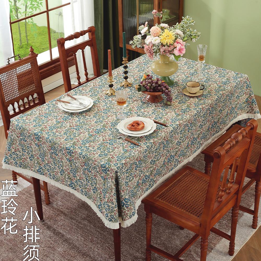 American Rural Retro Fabric Dining Table Cloth Pastoral Style Thickened Tablecloth Coffee Table Oil Painting Style Advanced Sense