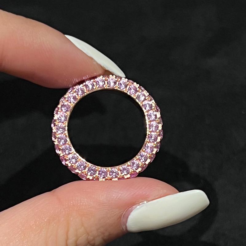 Chic Tri-Sided Full Diamond Ring: European & American INS Style, Luxurious Single Row Design, Versatile Fashion Jewelry