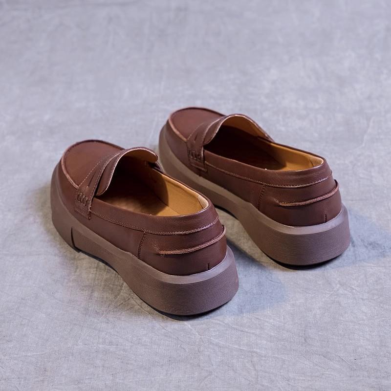 Fashion GKTINOO Fashion Women Flat Shoes Slip On Casual Loafers Spring Autumn Handmade Genuine Cow Leather Low Top Retro Lady Shoes