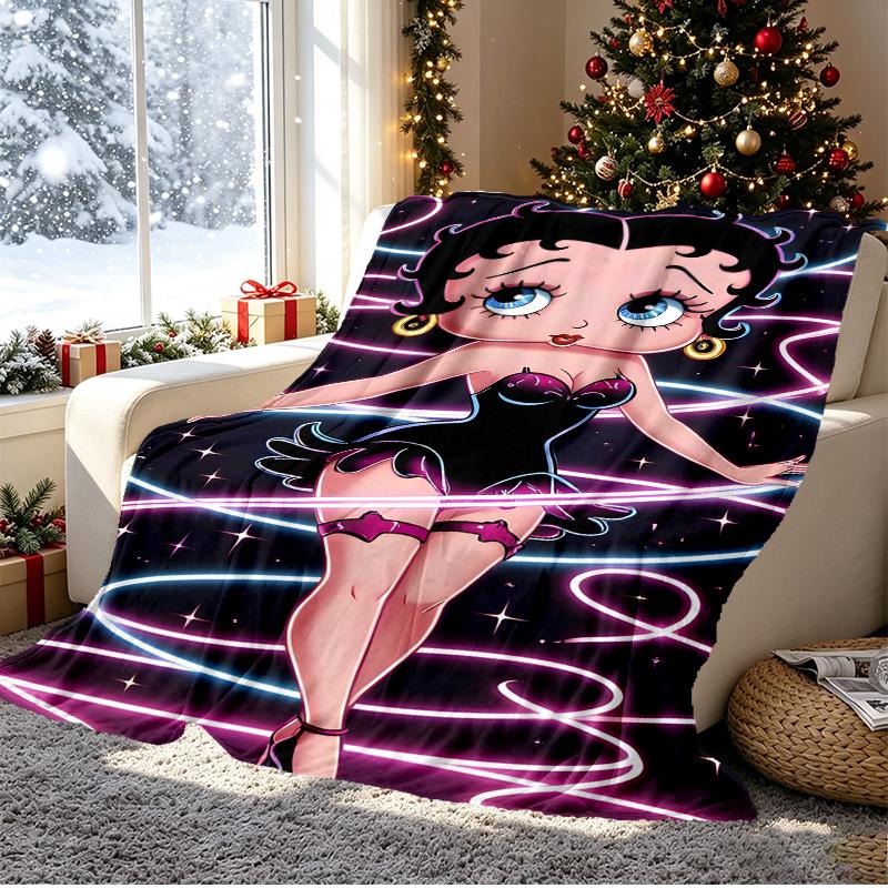 Betty Boop Pattern Blanket for Home Decoration, Bed, Sofa, Car Travel, Camping, Suitable for All Seasons, Birthday Christmas Gift