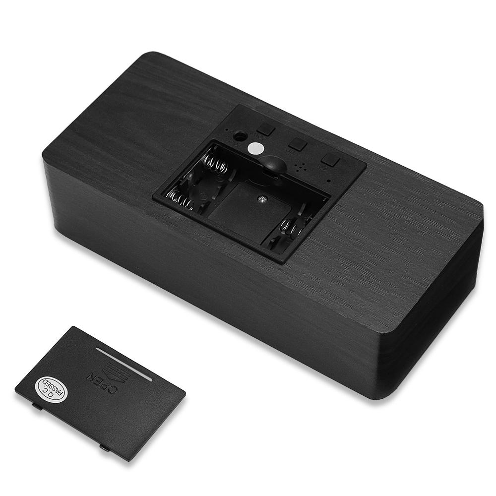 LED Digital Wooden Alarm Clock Time Temperature Calendar Desk Clock Modern Design Clock Digital Alarm Clock Home Decor
