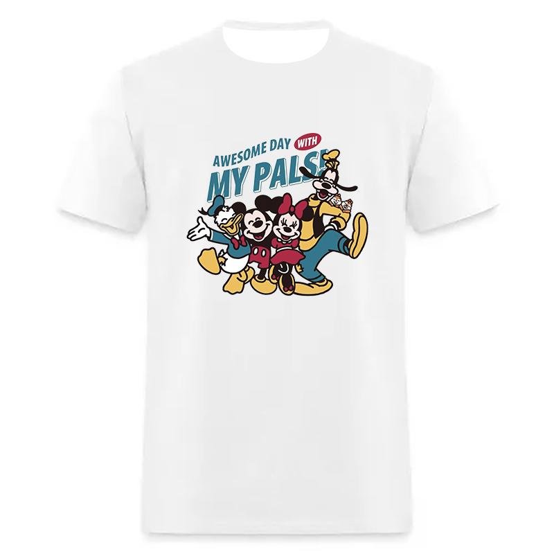 White Short Sleeves T-Shirt For Women Men Disney Mickey Minnie Cotton New In Tops & Tee Fashion Clothing Daily Casual Streetwear