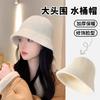 Women S Solid Knit Bucket Hat Korean Style Versatile Face Slimming Winter Hat