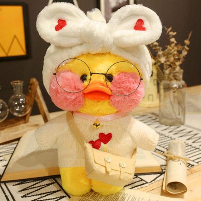30cm Cute Plushie Lalafanfan Yellow Duck Stuffed Animals Soft Plush Toys For Girls Kids Kawaii Doll Birthday Christmas Gift 