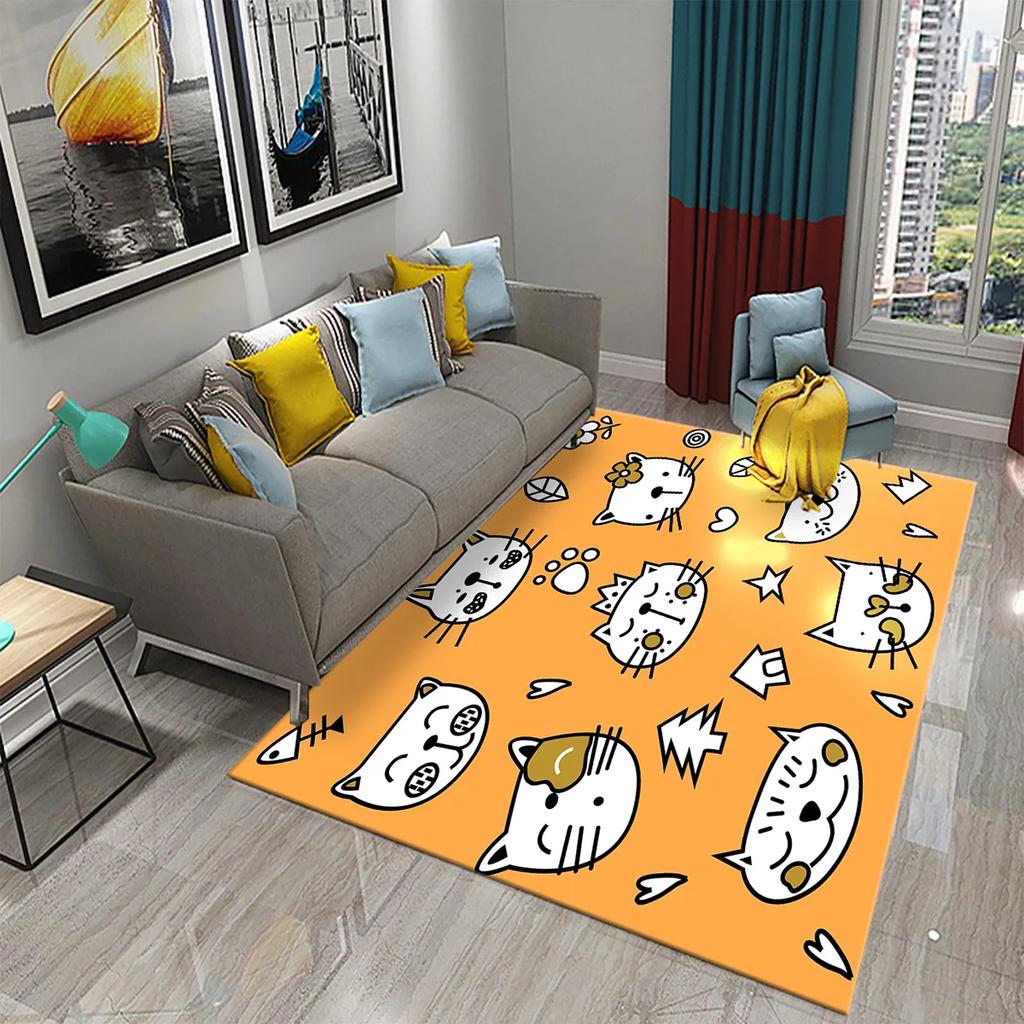 3D Cartoon Niedliche Katze Teppich für Wohnzimmer Badezimmer Kinderzimmer Dekoration Kinder Spielen Krabbeln Weich Rutschfest Bodenmatte Geschenk