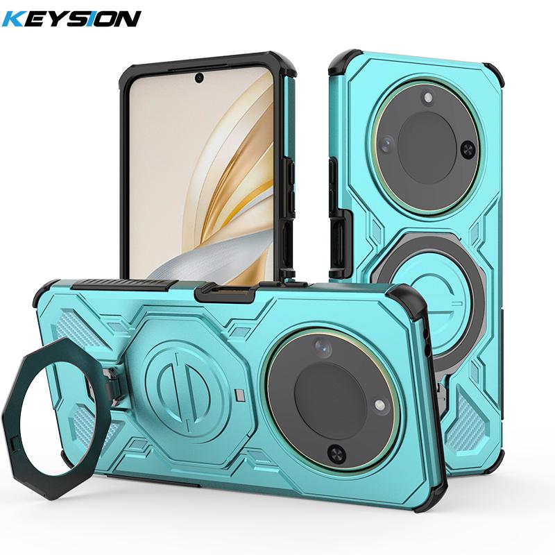 KEYSION Shockproof Magnetic Case for HONOR X9c 5G X9c Smart Upright Live Metal Ring Stand Phone Cover for Honor Magic 7 Lite 5G