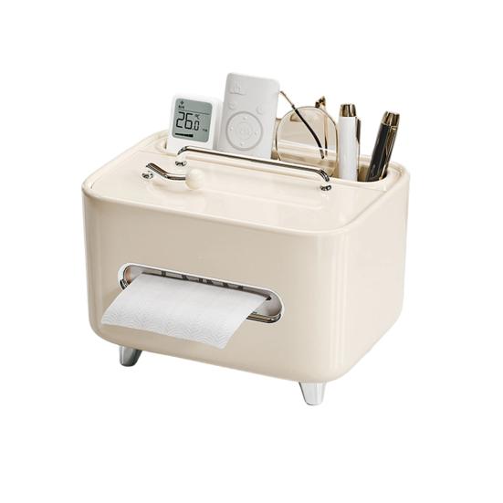 

Tissue Box with Remote Control Storage Top Space Multifunctional Organizer High Feet Moisture-proof Design Tissue Holder
