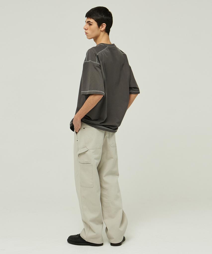 MAGOODGAN Swagver 3579 Overlock Oversized Dark Gray Short Sleeve Tee