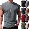 Cross-border 2025 Men's Summer Sleeveless T-shirt - Youth Loose Fit Solid Color Thin Tank Vest