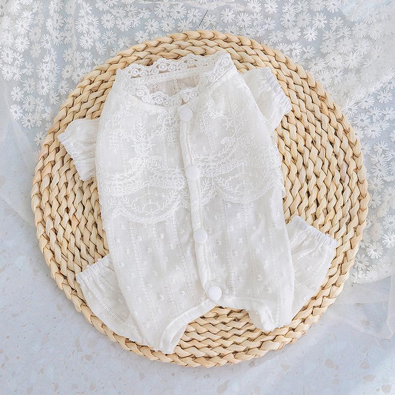 Spring and Summer Puppy Dog Home Clothes Romantic Lace Four-legged Belly Clothes Summer Air-conditioning Clothes Teddy Bear Pet Clothes