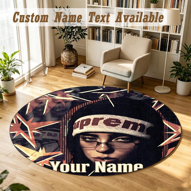 Round Rug Custom NameBillie Eilish Pattern Non Slip Carpet Home Floor Decor