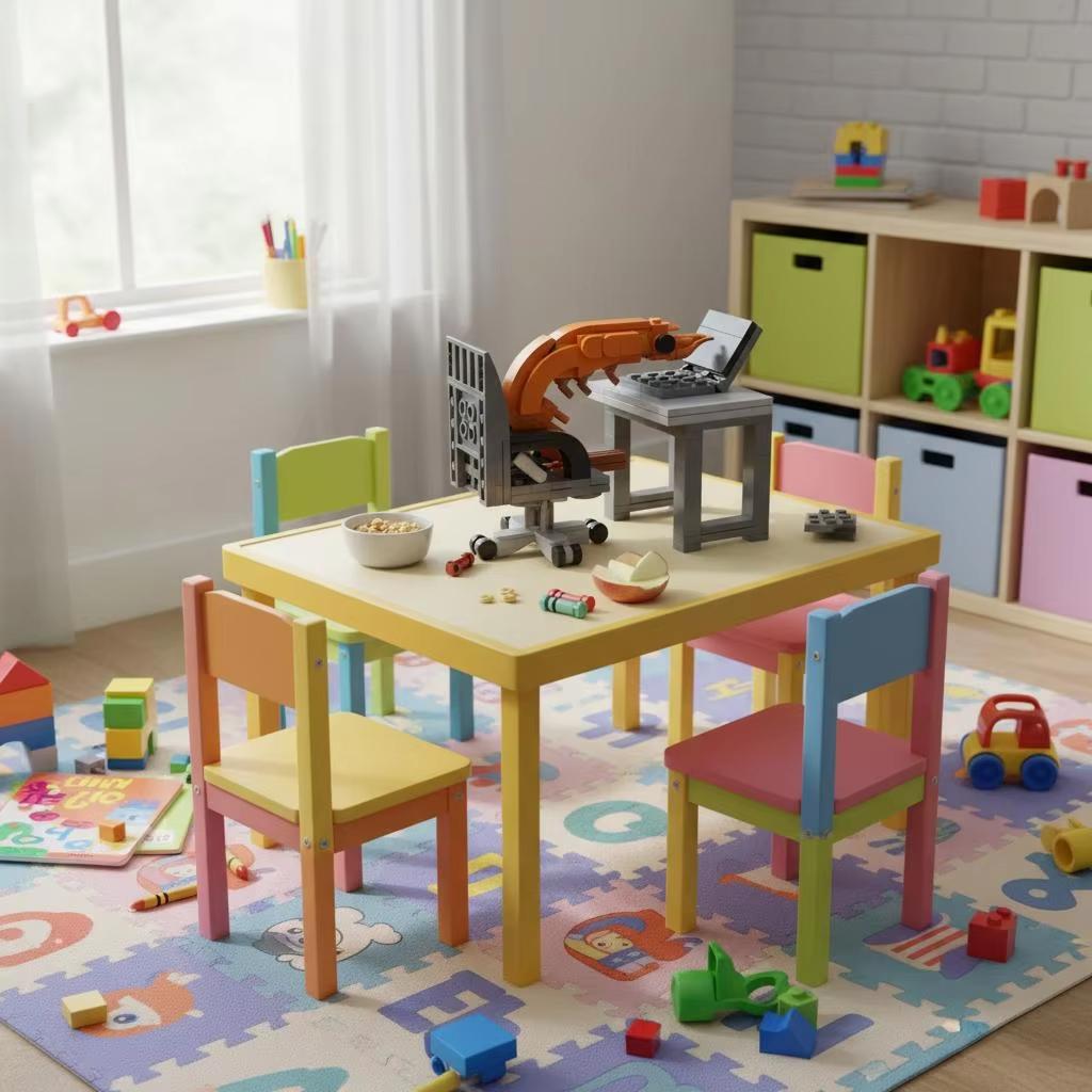Shrimp Model Figurines Building Block Prank Toy Set Puzzle Assembly Randomly Mixing Desktop Ornaments
