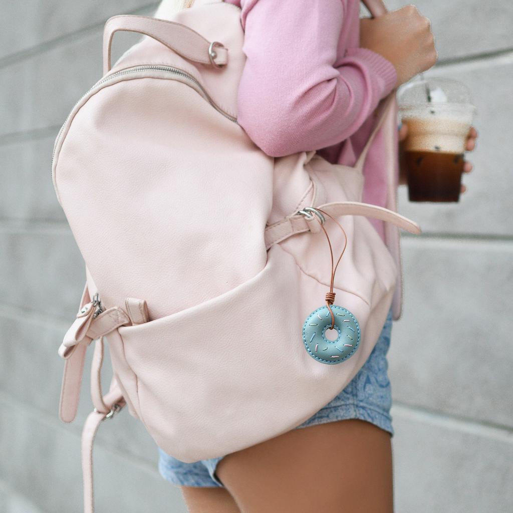 Stilvoller PU-Leder Donuts Schlüsselanhänger/Lanyard-Zubehör Cartoon Taschenanhänger Dekorativer Schlüsselring Anhänger für den täglichen Gebrauch