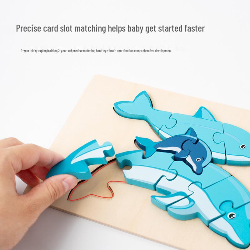 3D Wooden Animal Parent-Child Puzzle: Early Education Building Blocks for Toddlers