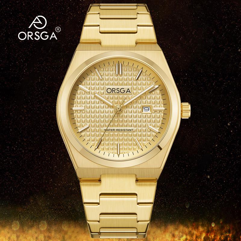 ORSGA Men's Classic Minimalist Quartz Watch with Stainless Steel Band and Date Display