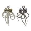 Elegant Pearl Bowknot Keychain Pendant Keyring Heart Charm Lovely Hanging Decorations for Purse Bag Backpack Handbag