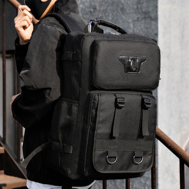 Fashion New Men's Multi-functional Canvas Backpack Waterproof Lightweight Travel Backpack Outdoor Breathable Wear-resistant Sports Backpack