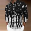 Polo a Maniche Lunghe con Stampa Note Musicali & Tasti di Pianoforte, Abbigliamento Casual alla Moda
