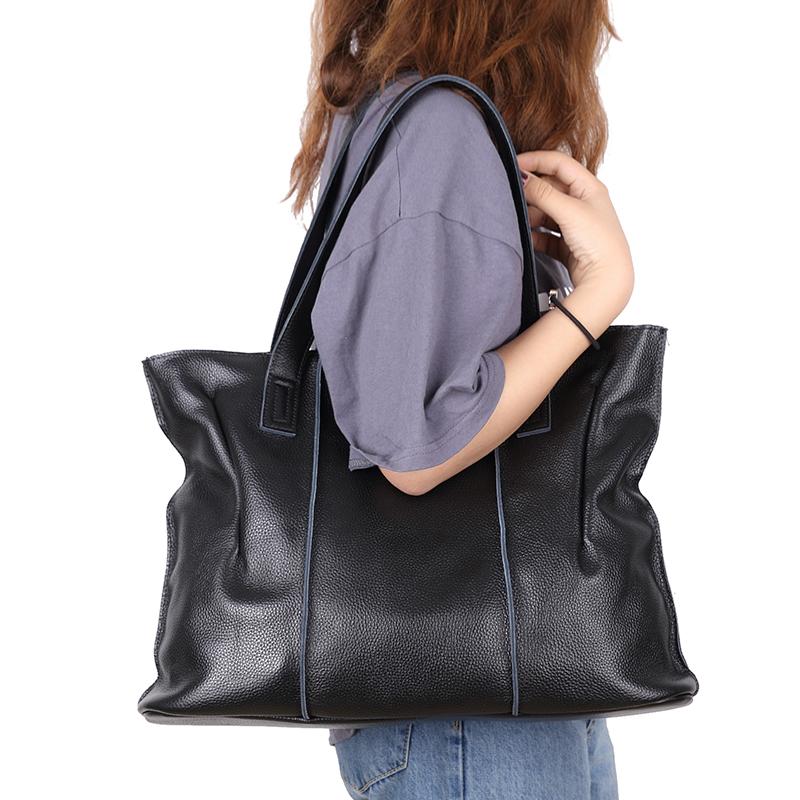 Damen Luxus Designer Natürliches Rindsleder Weiche Handtasche Weiblich Mode Schultertasche Damen Rindsleder Große Kapazität Tragetasche