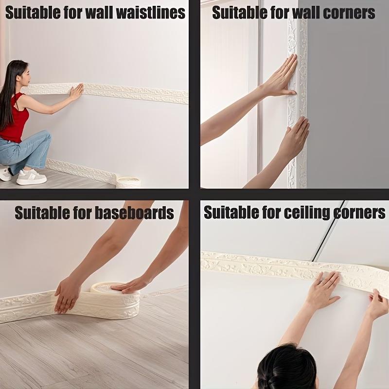 1 Stück 2,3m 3D Wandleiste Sockelleiste Selbstklebend Wasserdicht Fußleiste Tapete Wandaufkleber Für Zimmer Wohnungsdekoration