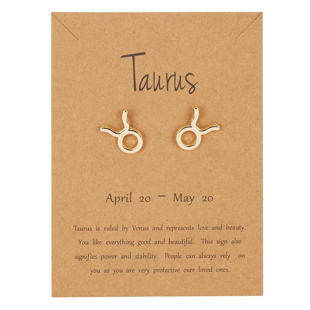 Zodiac Sign Ear Studs With Alloy Material And Creative Constellation Pattern For Gifts