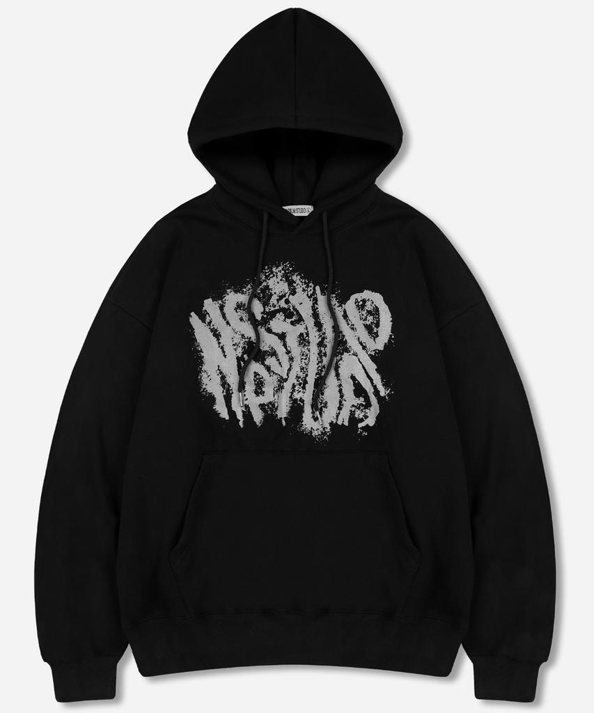 Spread Graffiti Logo Oversized Hoodie Black