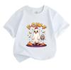 Kids Boys Girls 100% Cotton Short Sleeve Crew Neck T-Shirt, Funny F-Caw-F Ghost Chicken Cartoon Print Halloween Casual Tee with Pumpkin Trick Treat Pa