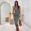 2025 Summer European & American Slimming Short Sleeve Bodycon Waist-Cinching Dress for Women