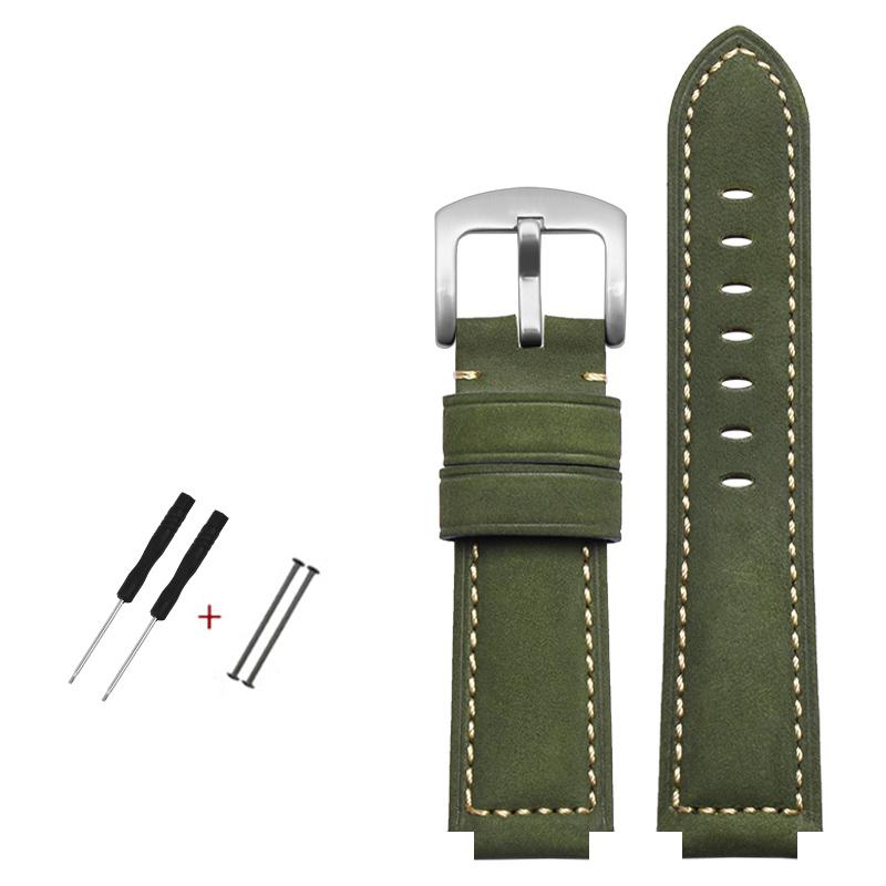 Top Layer Cowhide Leather Watch Band 24-16mm Handmade Crazy Horse Leather Watchband for Timex T49859|T2N720|T2p141 Watch Band