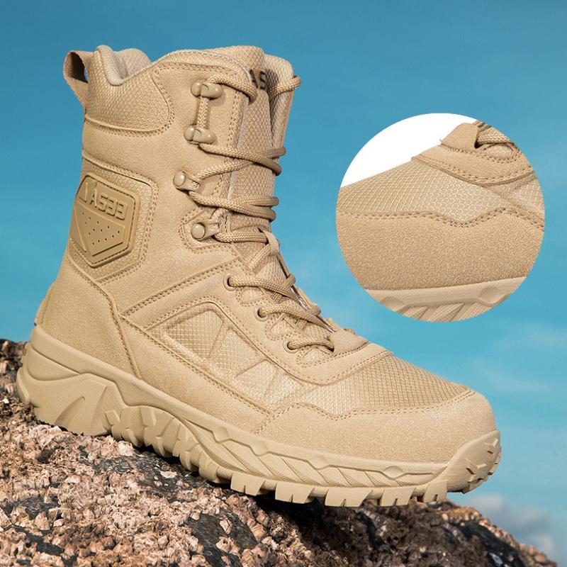 Men's Climbing Shoes Tactical Boots Waterproof Military High Quality Motorcycle Hunting Hiking Shoes Breathable Boots