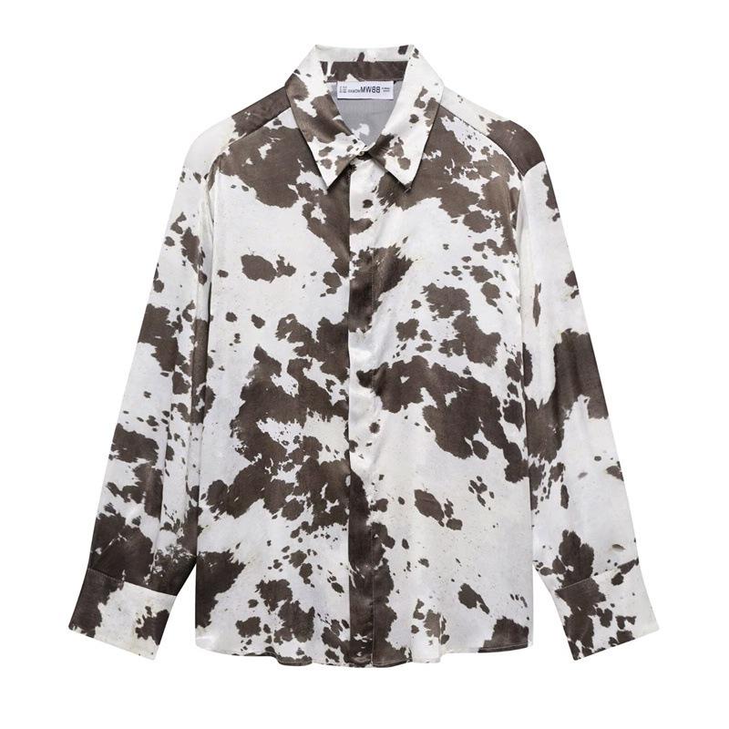 TAOP&ZA Spring/Summer Women's Animal Print Midi Skirt Shirt Set