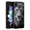 Pouzdro na telefon s divokými zvířaty Lva pro Samsung Galaxy Z Flip3 Flip4 Flip5 Skořepina pro Z Flip 3 Flip 5 4 5G Černý tvrdý skládací kryt