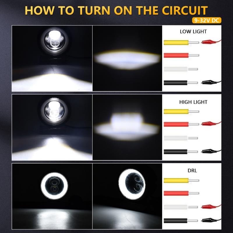 LED Motorcycle Scooter Car Headlight Working Spot Light Universal Fog Lamp High-brightness Driving Lamp 9-30V Waterproof