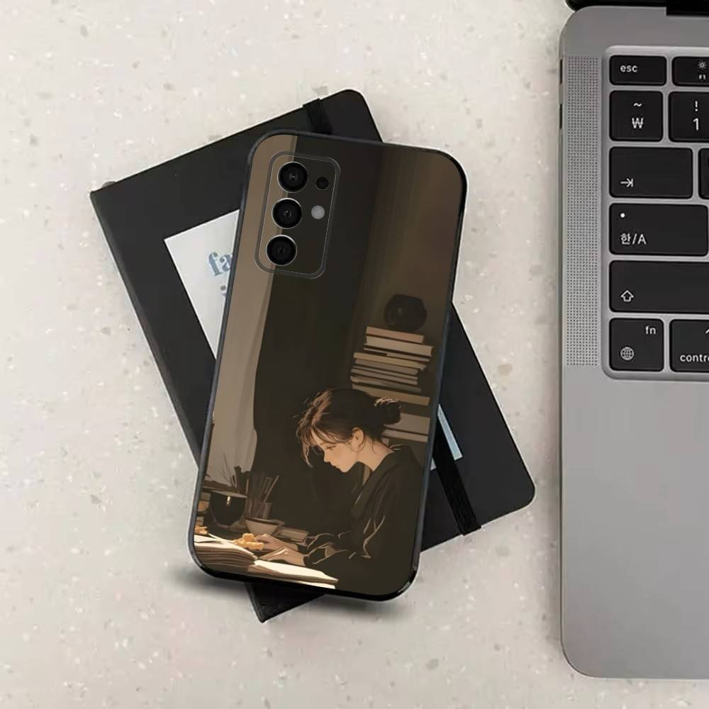 illustratio Books Art Phone Case For Samsung Galaxy A91,A80,A73,A72 ,A71,A53A52,A32 ,A31A22,A21s,A20,Black Cover