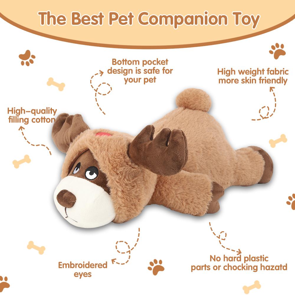 Heiligabend Elch Bär Spielzeug Hund Herzschlag Spielzeug Stofftier für Hunde.Hunde Komfort Katzenspielzeug zum Einschlafen Kuscheln,
